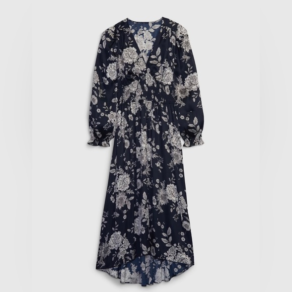 NWT Gap Floral Navy Maci Dress, size L TALL - Picture 3 of 4